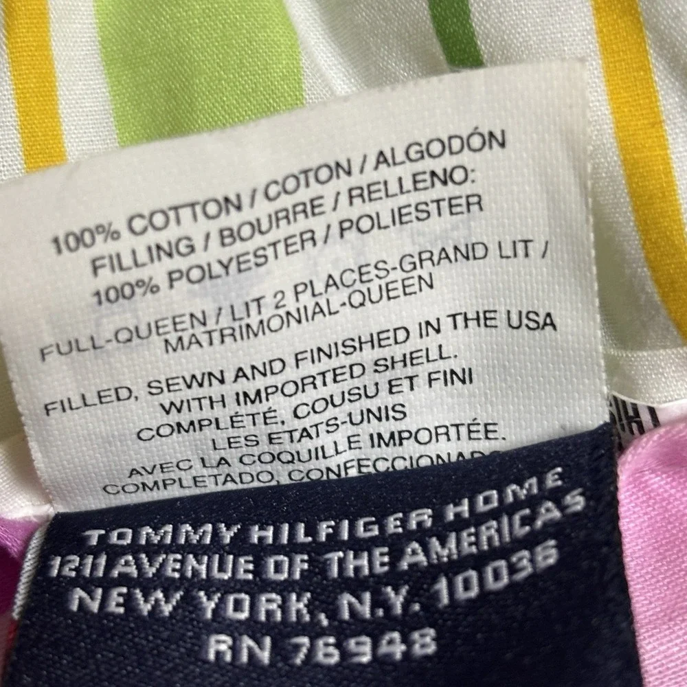 Tommy Hilfiger Somerville Full/Queen Duvet Comforter + 2 Shams Pink Green Floral